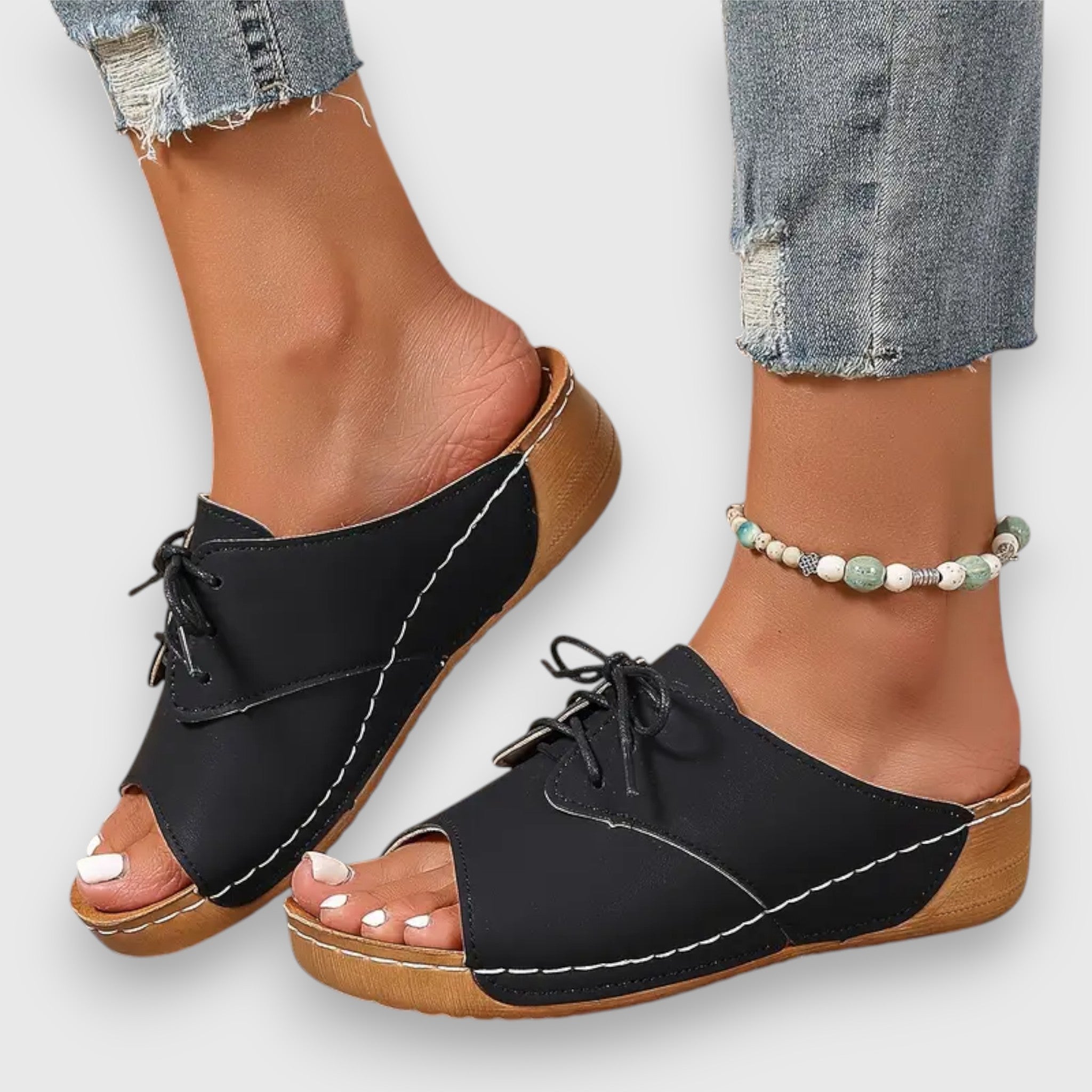 Marina - Sandales à talon ouvert Chikke avec lacets