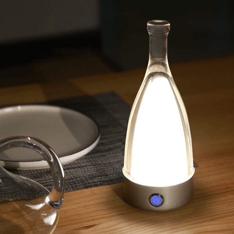 LuminaBottle - Lampe de table en forme de bouteille avec chargeur USB