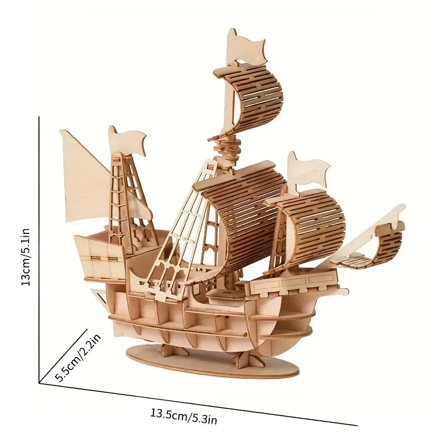 SailCraft 3D DIY Modèle de Puzzle de Bateau en Bois à Monter Soi-Même – Ensemble de Décoration pour la Maison et le Bureau