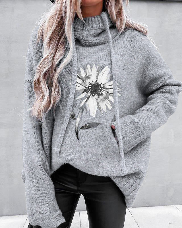 Tendance d'automne® Hoodie avec motif floral en gris