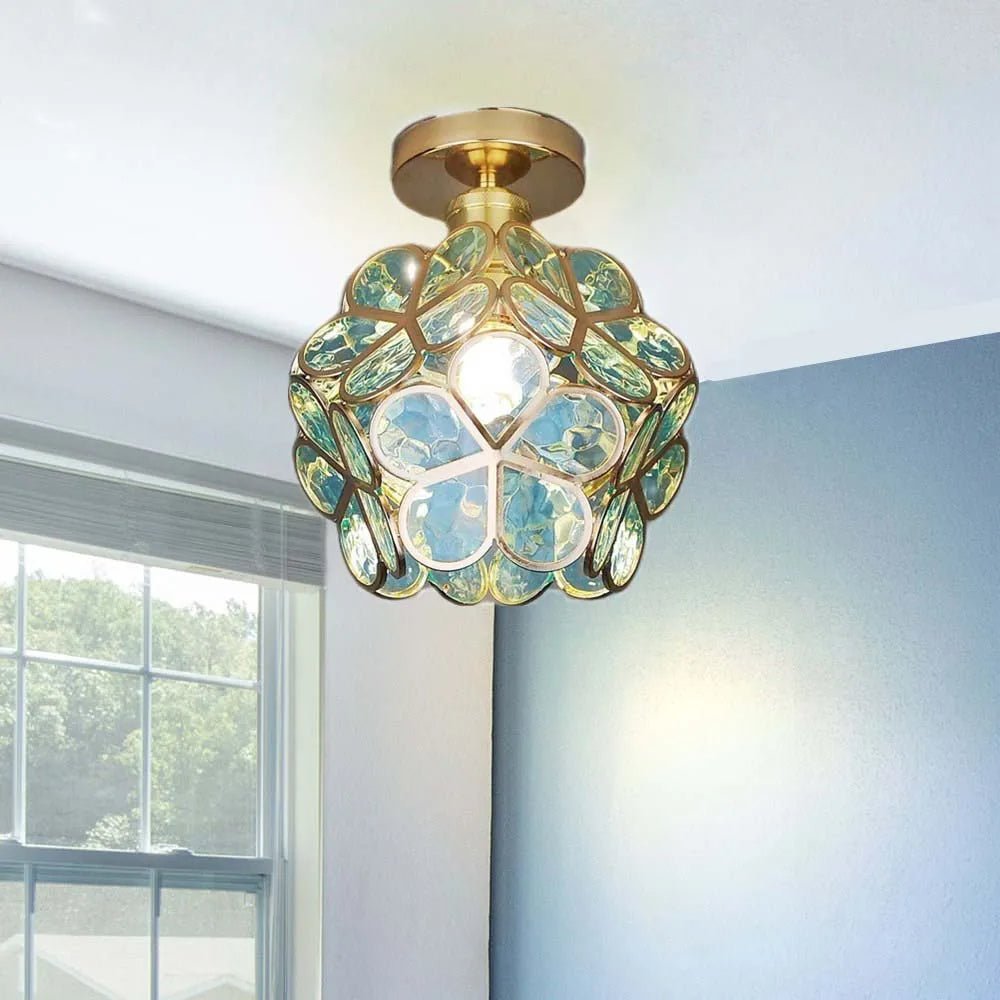 Lampe de plafond en verre style fleurs