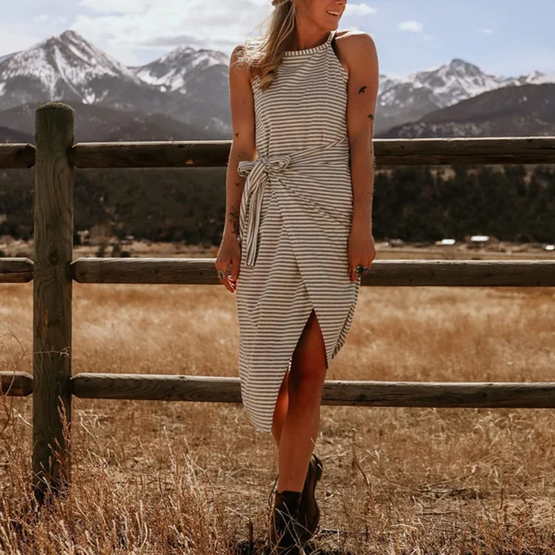 Bella - Robe rayée en velours