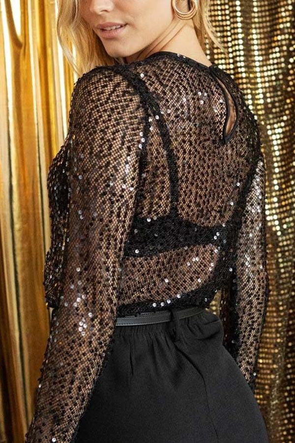 Blouse à manches longues Sonia en sequins