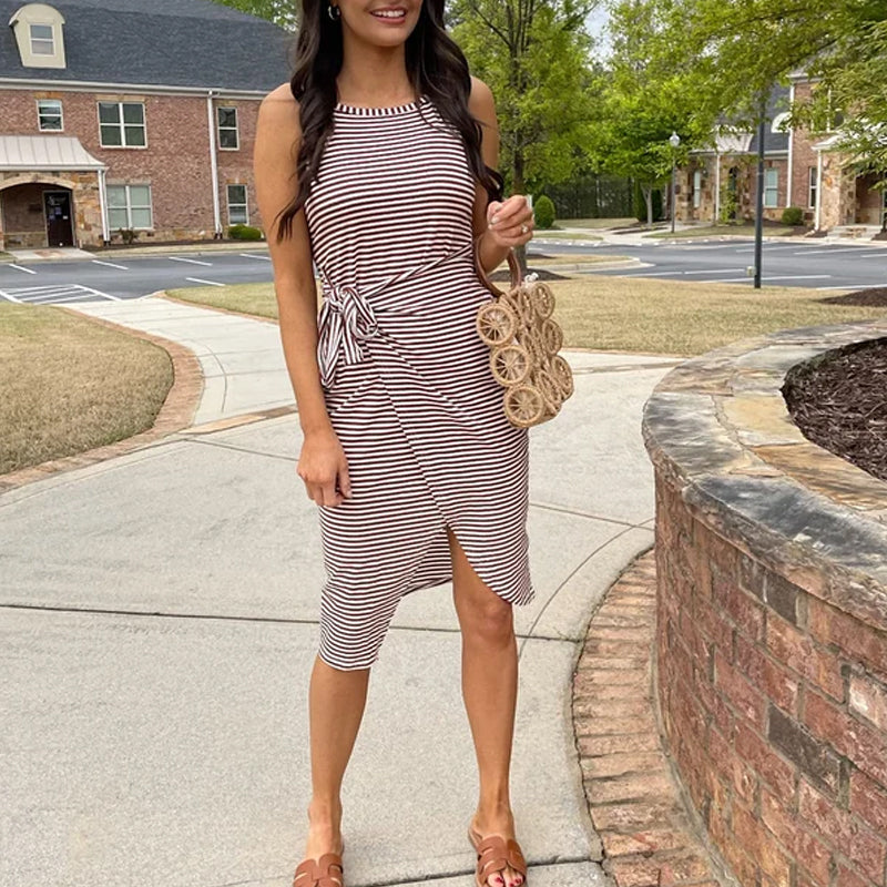 Bella - Robe rayée en velours