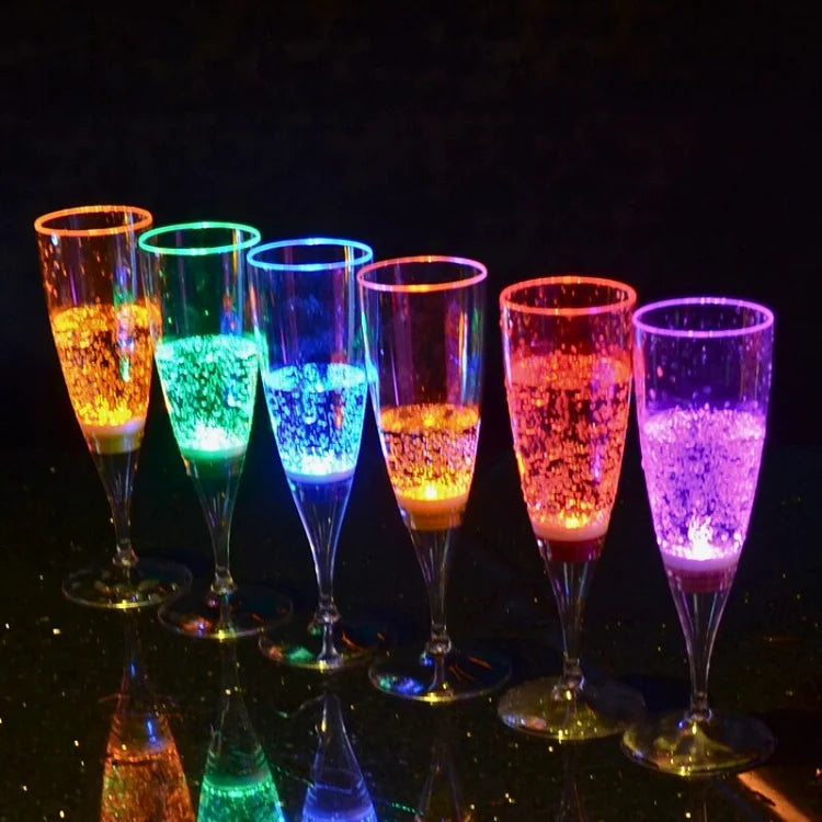 GlowSip - Lot de 6 verres à vin éclairés par LED