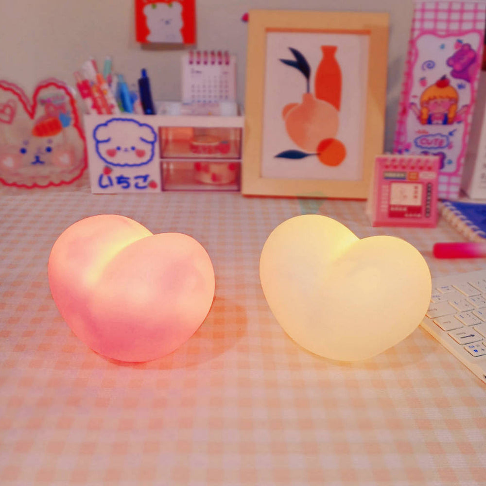 HjerteLys Lampe de Table LED – Décoratif en Forme de Cœur