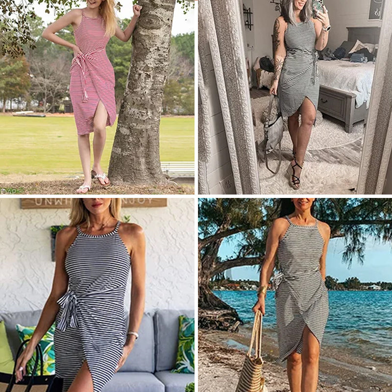 Bella - Robe rayée en velours