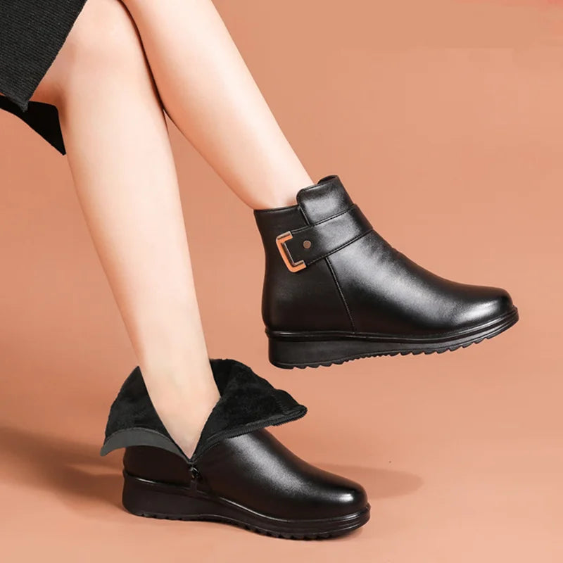 Anne - Bottines Femme avec Doublure en Fausse Fourrure
