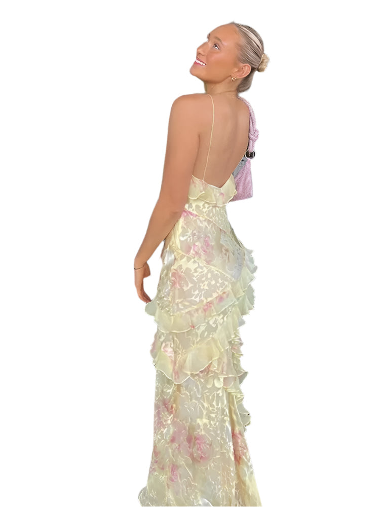 Ella - Robe à volants sans manches élégante avec bretelles spaghetti