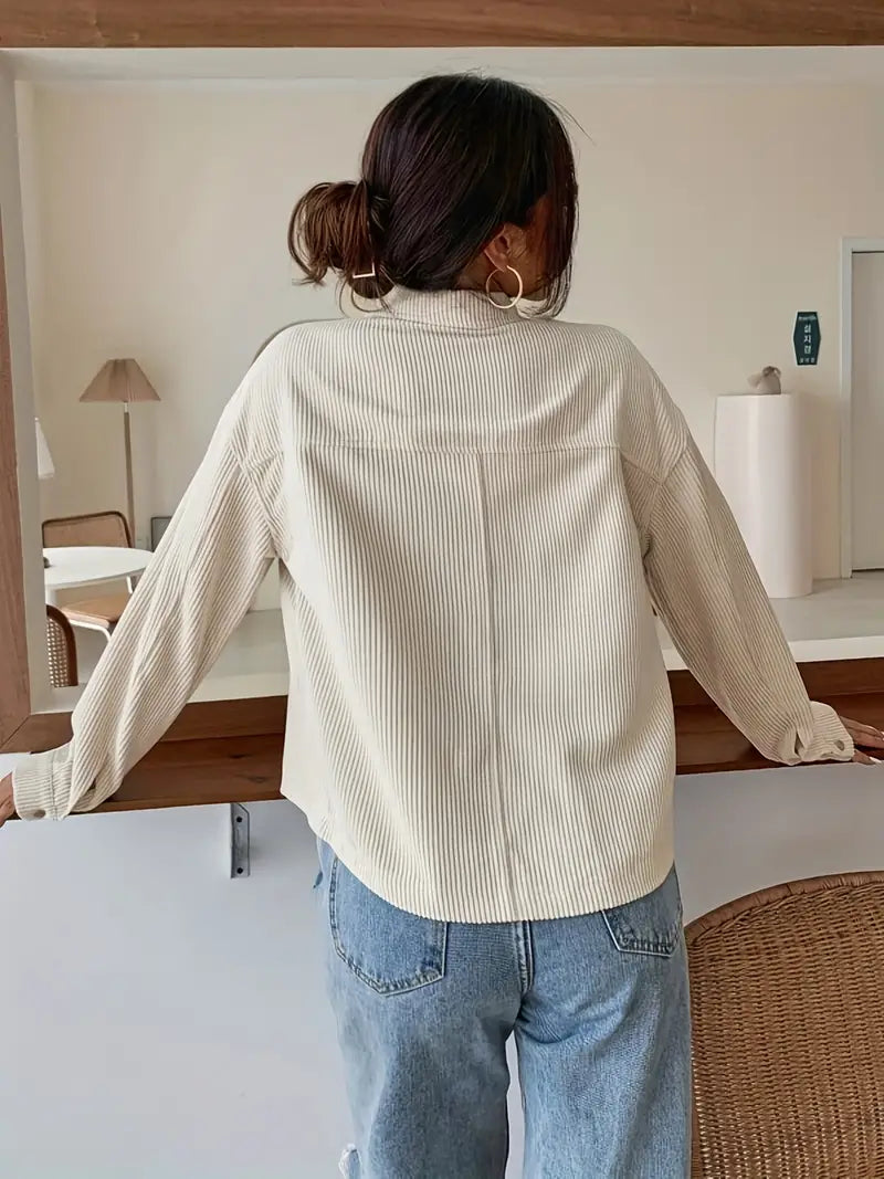 Veste en velours à manches longues Emilia avec boutons et poches – Intemporel et élégant