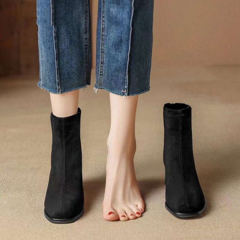 Sofia – Botte à Talons Blocs Élégantes avec Fermeture Éclair à l'Arrière