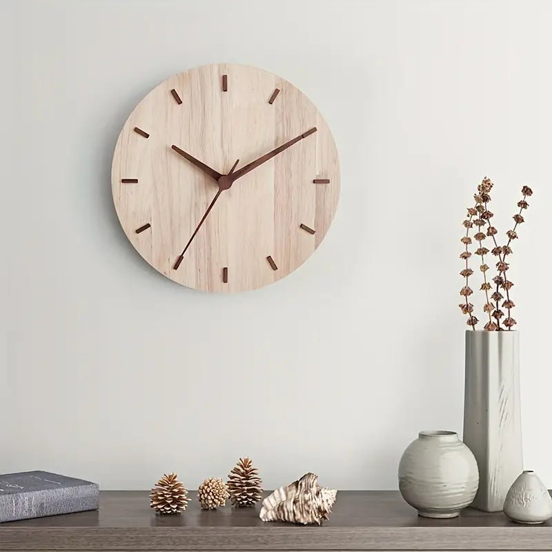 TimeMode - Horloge murale ronde minimaliste en bois