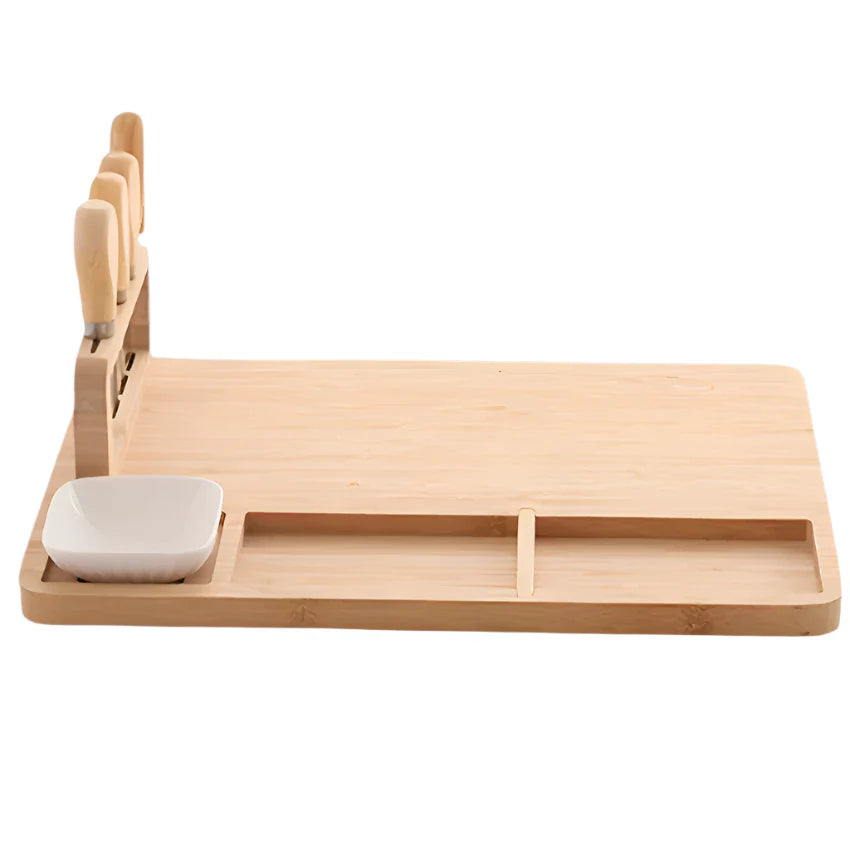 Planche à découper en bois avec couteau et fourchette – Élégante planche de service pour la cuisine ou la salle à manger