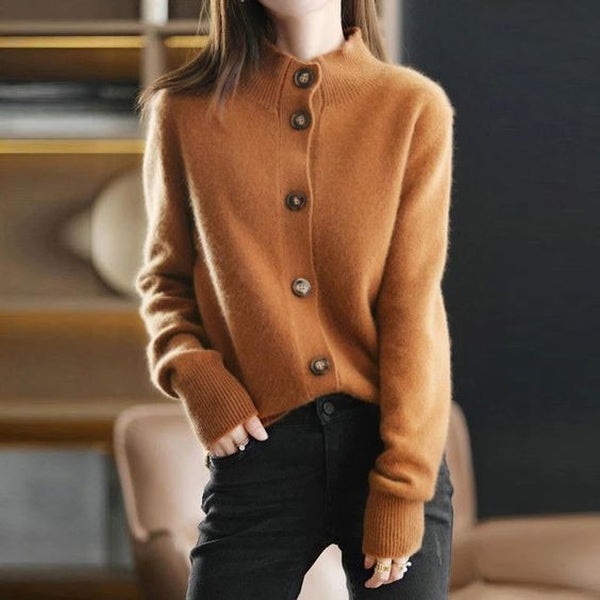 Tendance d'automne® Pullover en Brun avec col montant