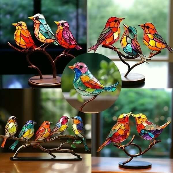 ElegantAviary - Décoration de bureau avec des oiseaux colorés