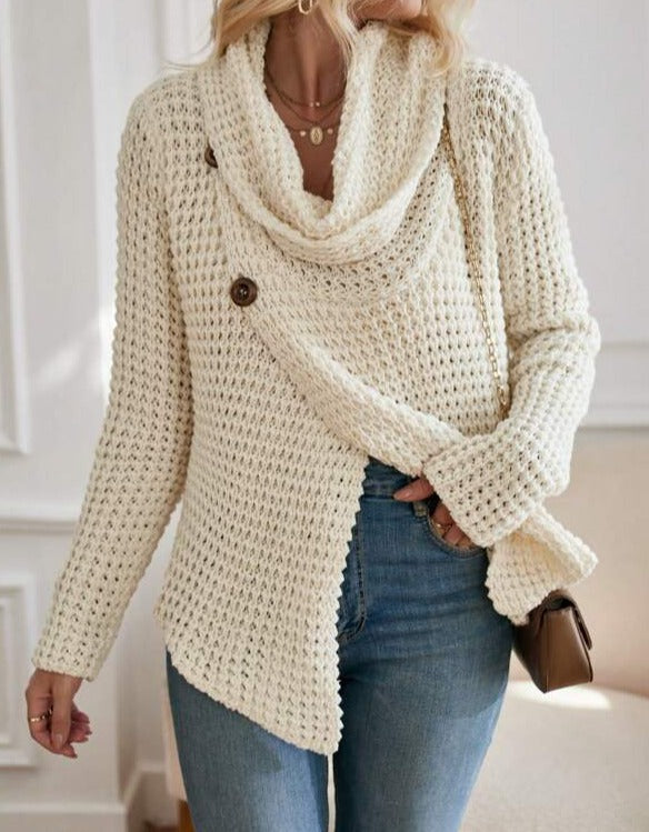 Tendance d'automne® Pull en tricot à col montant beige