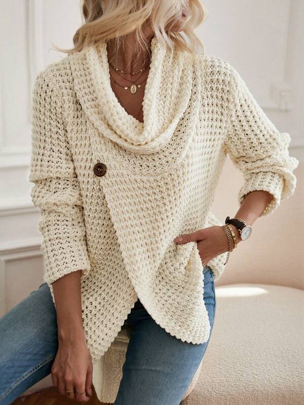 Tendance d'automne® Pull en tricot à col montant beige