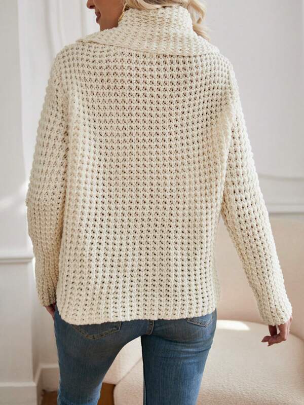Tendance d'automne® Pull en tricot à col montant beige