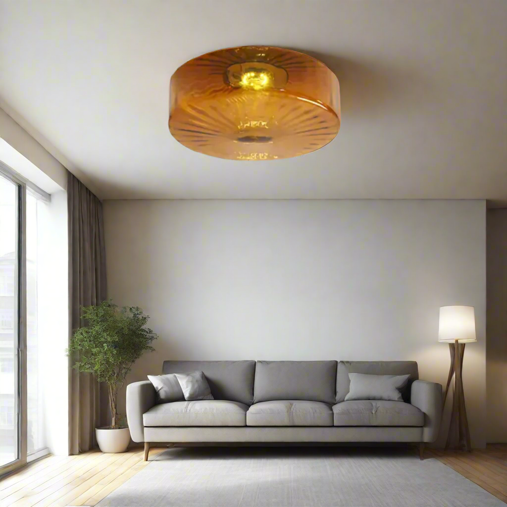 GlowSphere - Lampe de plafond encastrée en verre de couleur ambre texturée