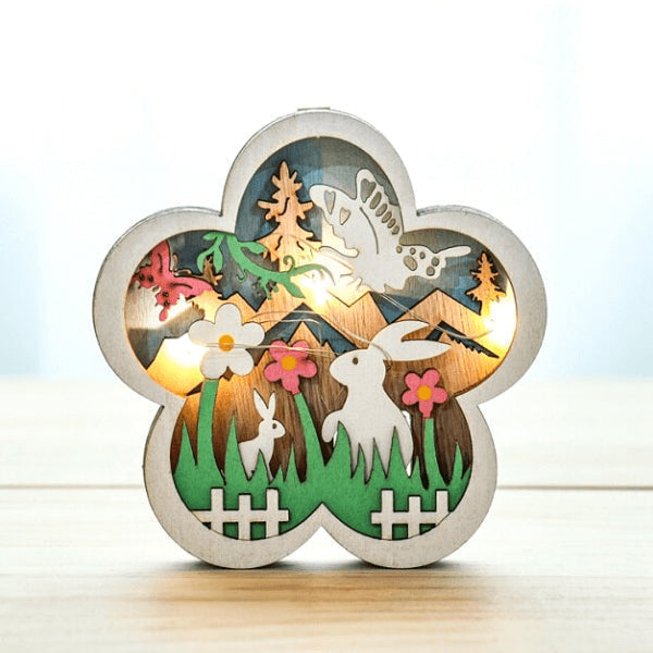 LumiHare Figures de Pâques Décoratives – Découpe Stratifiée avec Éclairage Doux