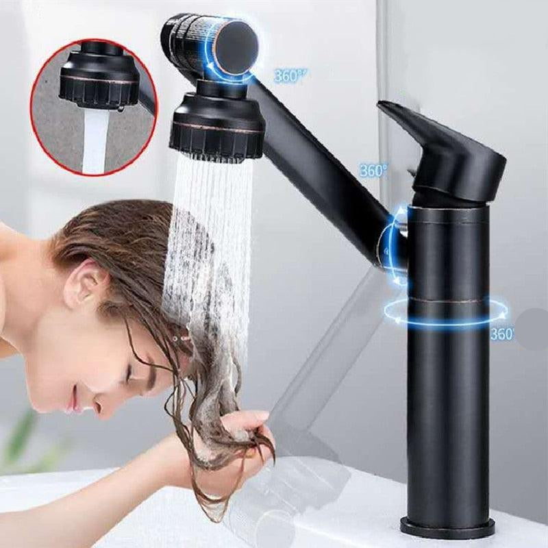 FlexFlow - Robinet de cuisine rotatif à 360° avec douchette extractible