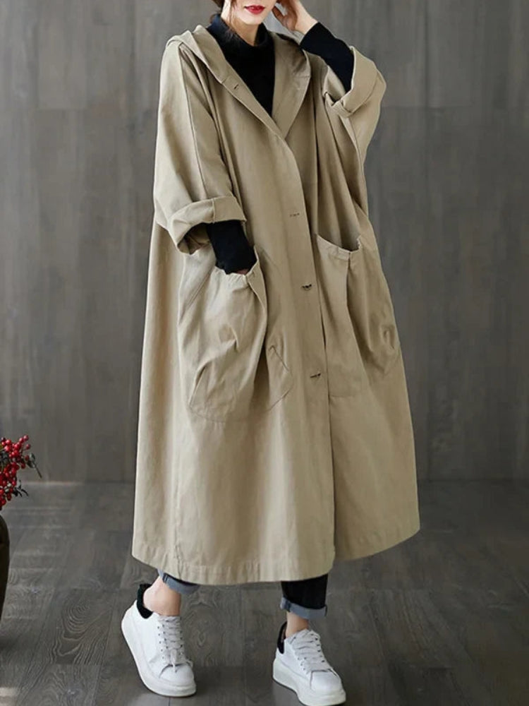 Sofie - Trench-coat avec capuche et fermeture à boutons pour femme