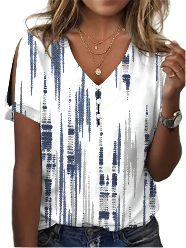 Luiza - Blouse flatte avec imprimé abstrait et découpes