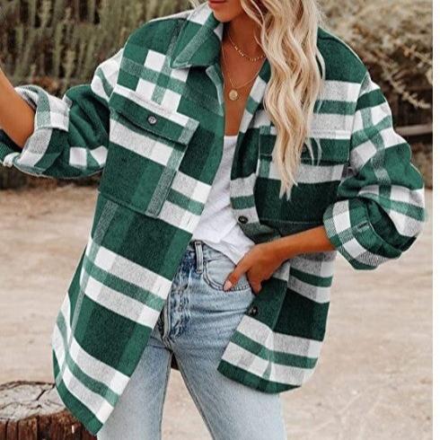 Julie - Veste oversize en flanelle à carreaux pour femme