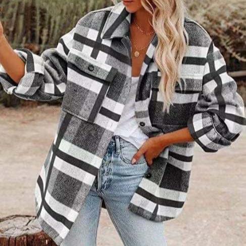 Julie - Veste oversize en flanelle à carreaux pour femme