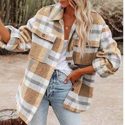 Julie - Veste oversize en flanelle à carreaux pour femme