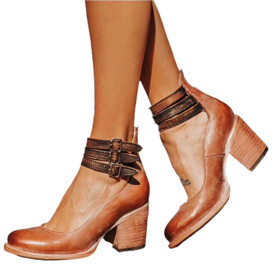 Alliah - Sandales chics à talon carré avec ceinture à la cheville