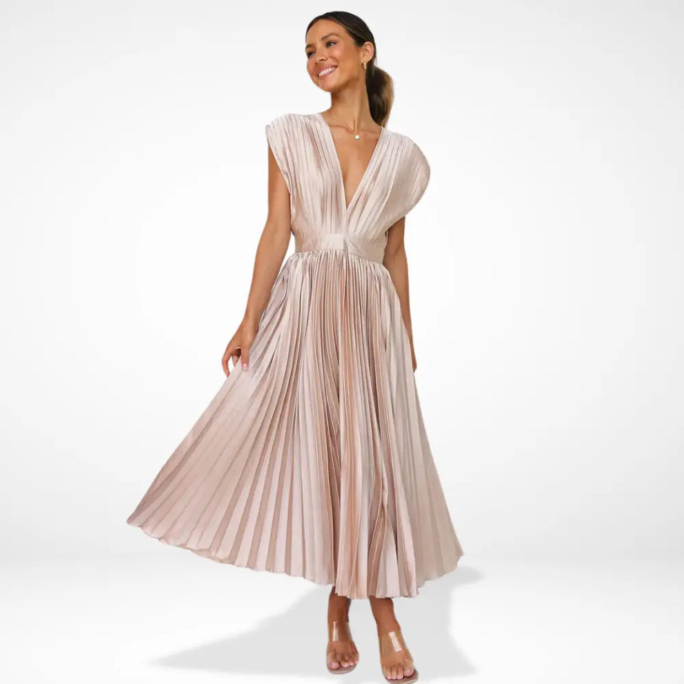 Serena - Robe Maxi Plissée Élégante