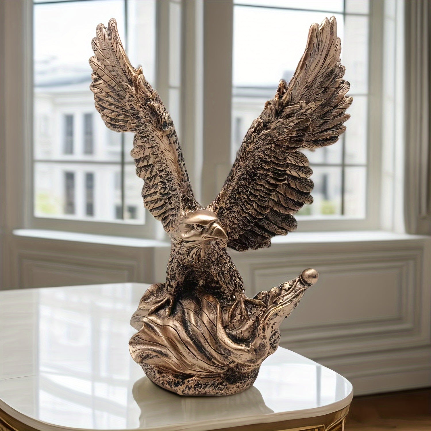 AeroGlide Statue d'Aigle Majestueux – Décoration Imposante avec des Ailes Déployées