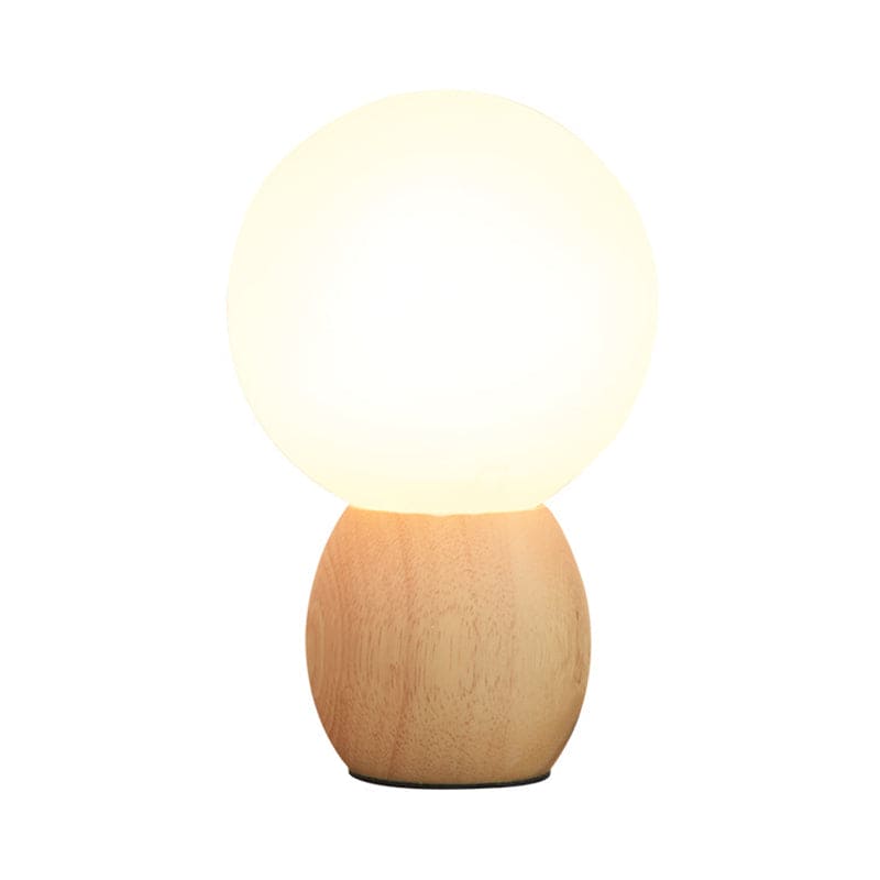 SoftLume - Lampe de table élégante en bois naturel avec verre rond