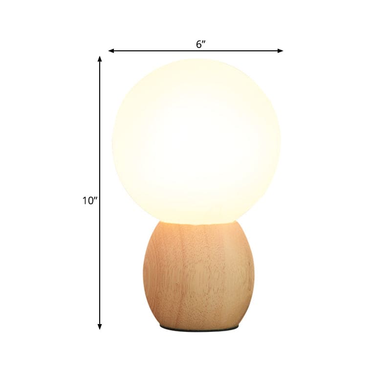 SoftLume - Lampe de table élégante en bois naturel avec verre rond