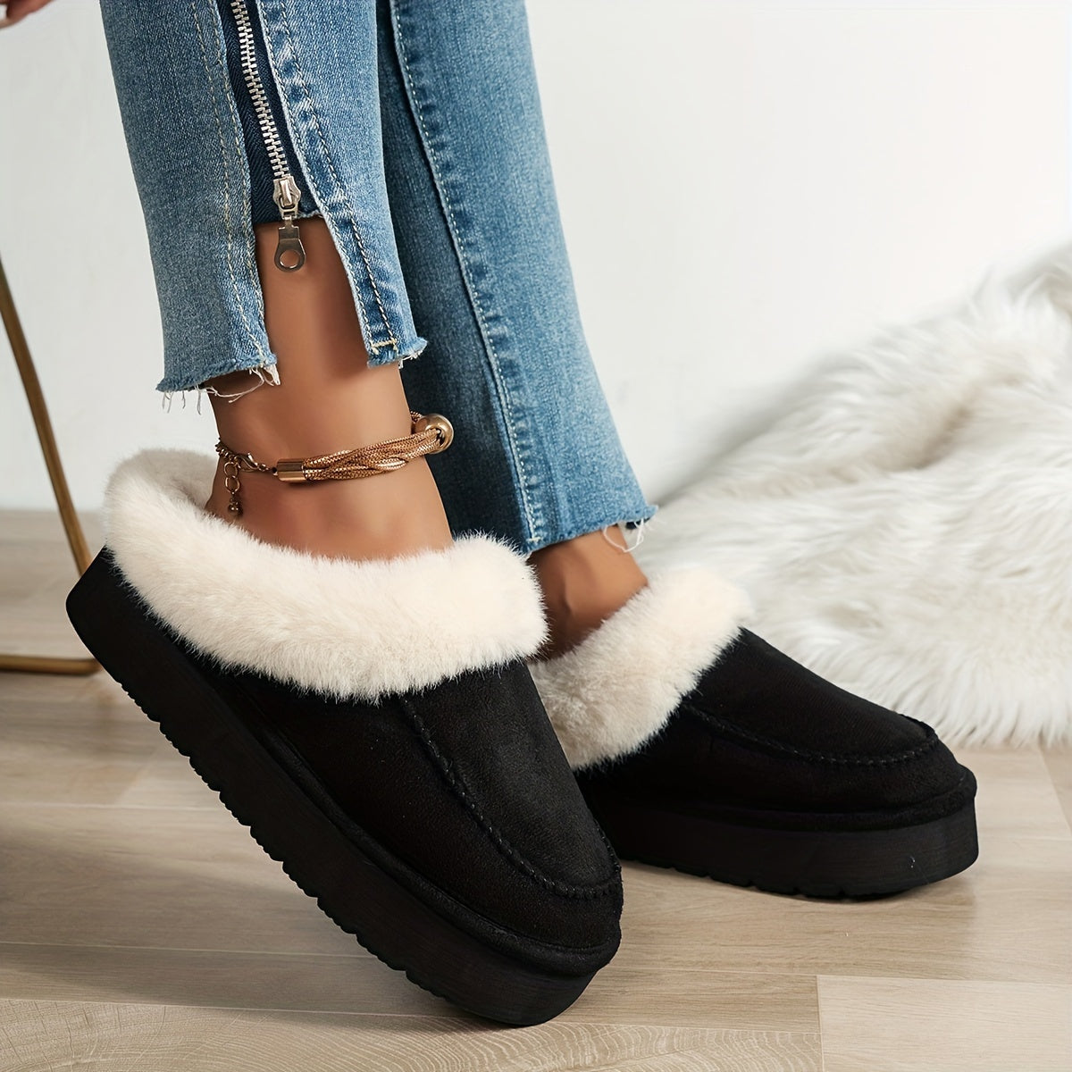 Sara - Chaussons en peluche fuzzy de luxe