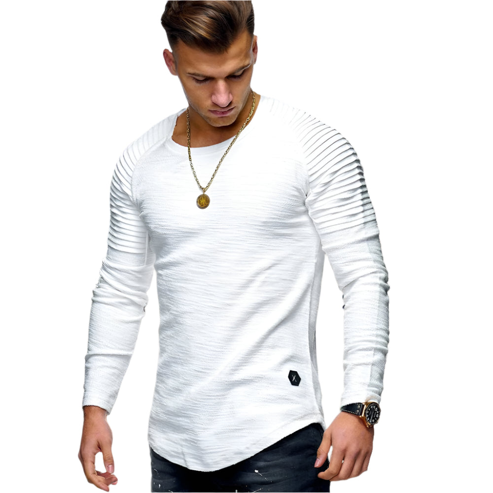 Jake - Sweat-shirt raglan plissé pour hommes avec bord arrondi