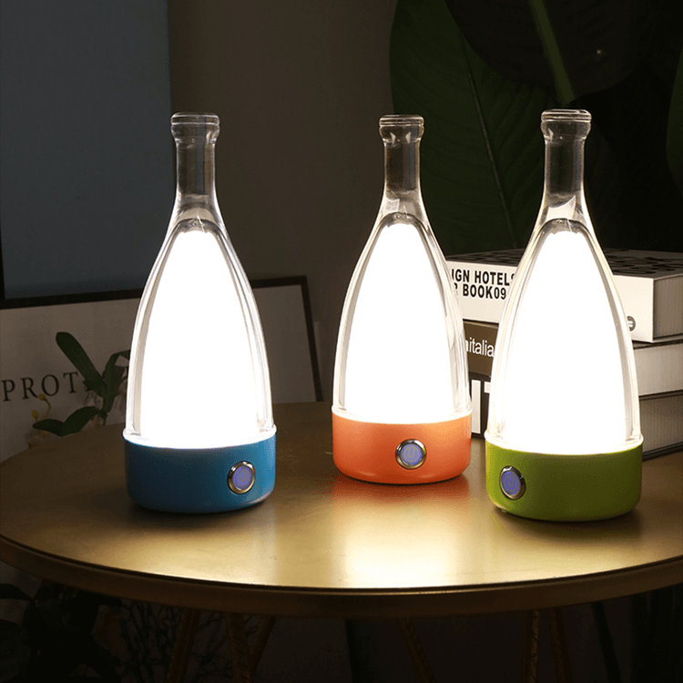 LuminaBottle - Lampe de table en forme de bouteille avec chargeur USB