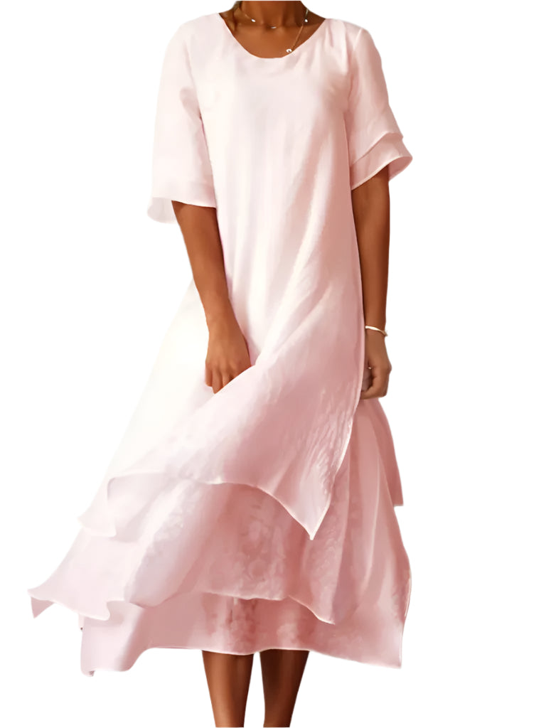 Maegan - Robe à volants décontractée en rose pâle