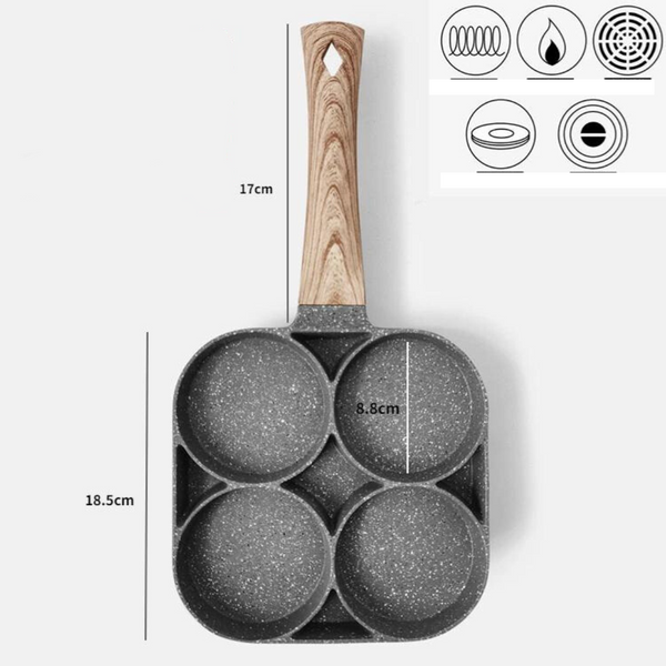 QuickCook - Poêle à frire avec plusieurs sections et poignée durable