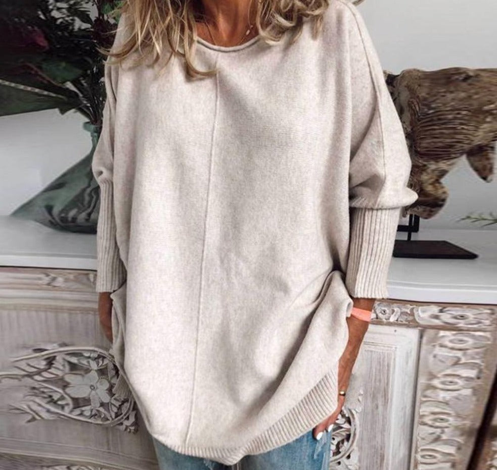 Tendance d'automne® Pull rond en apricot confortable