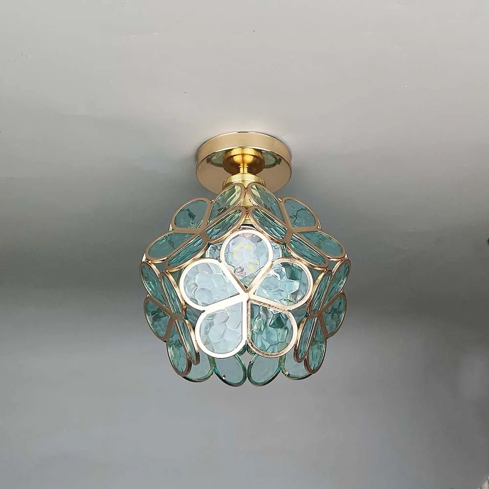 Lampe de plafond en verre style fleurs