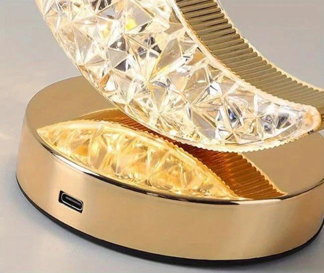 Lampe de table en cristal Lune et Étoile Magiques