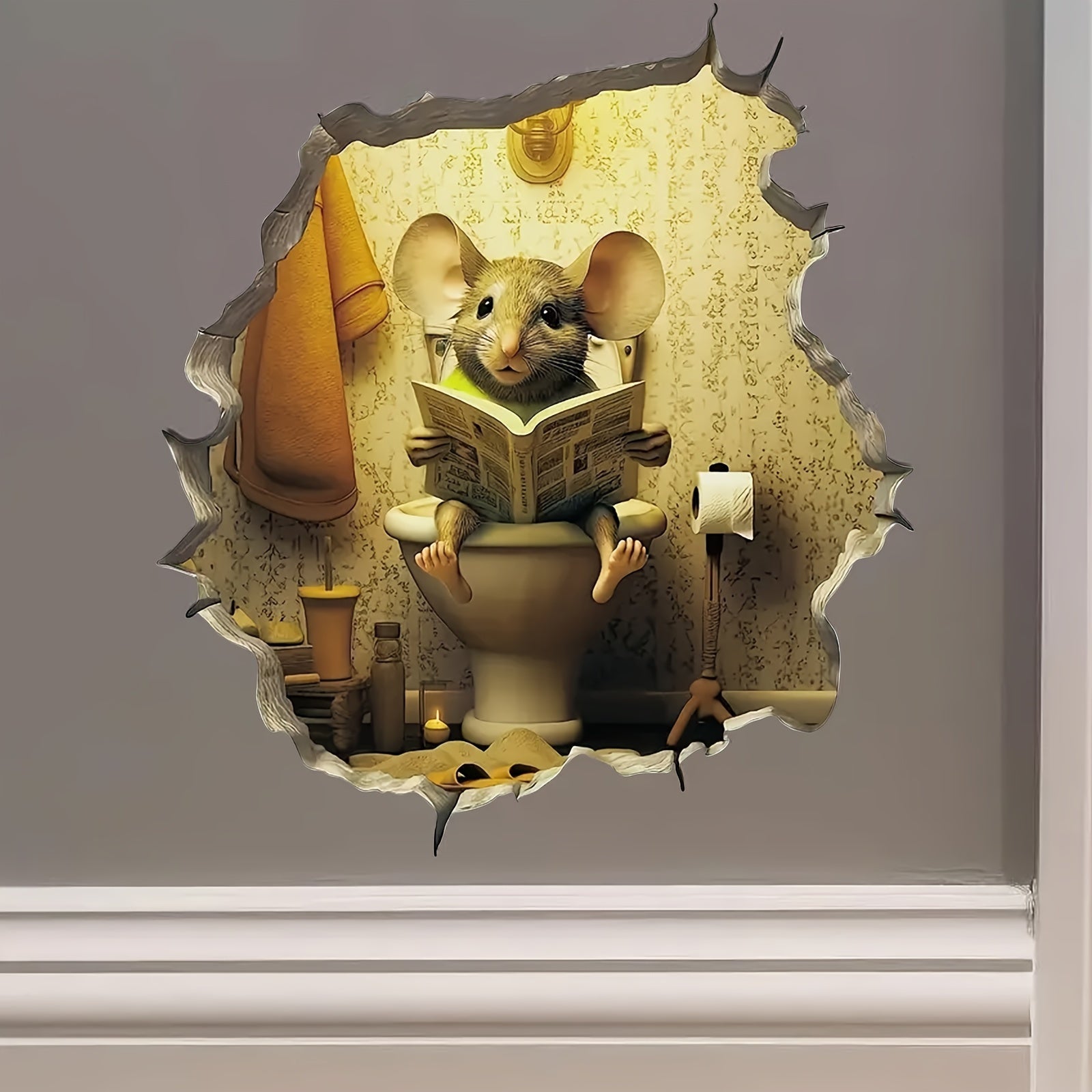 Autocollant mural en 3D pour souris