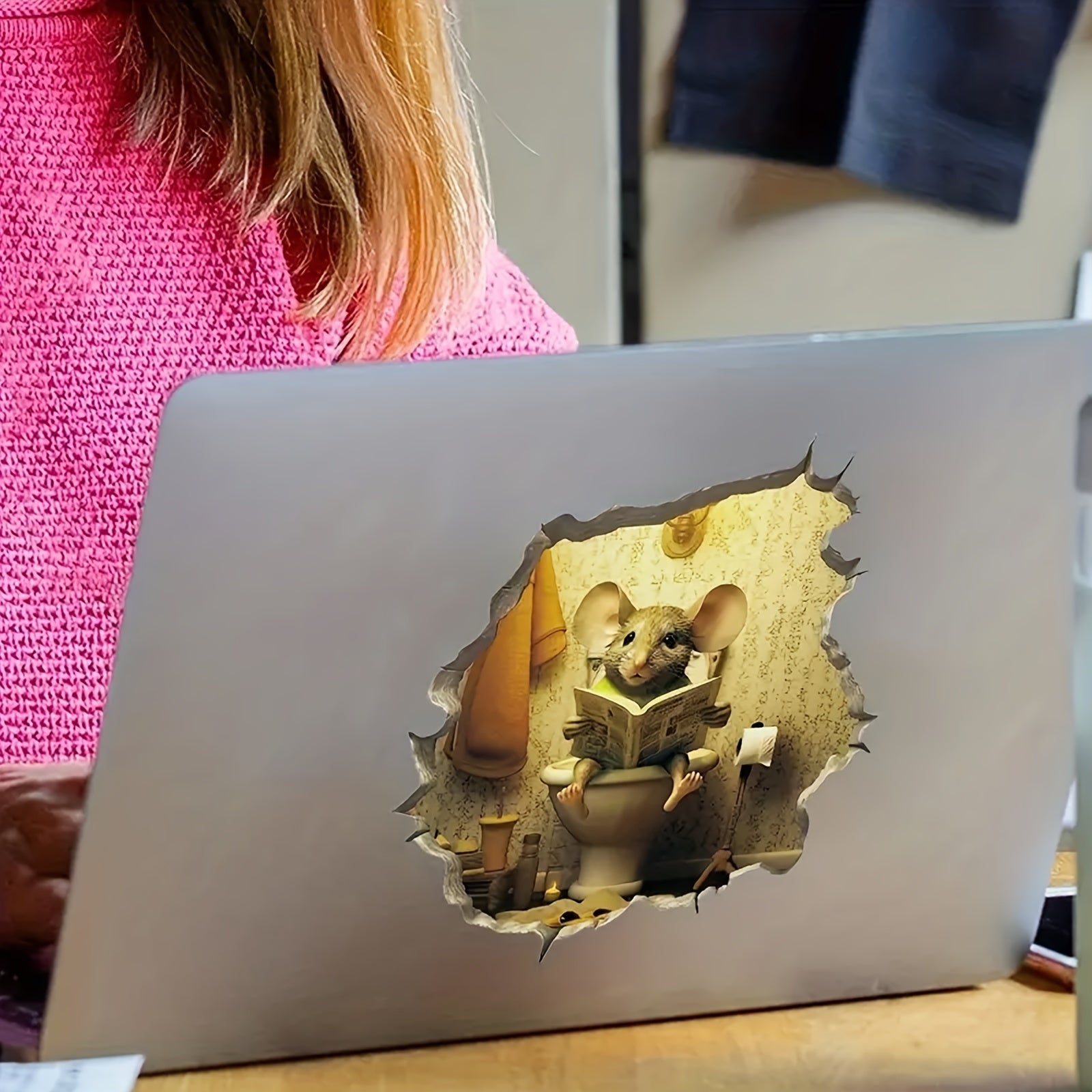 Autocollant mural en 3D pour souris