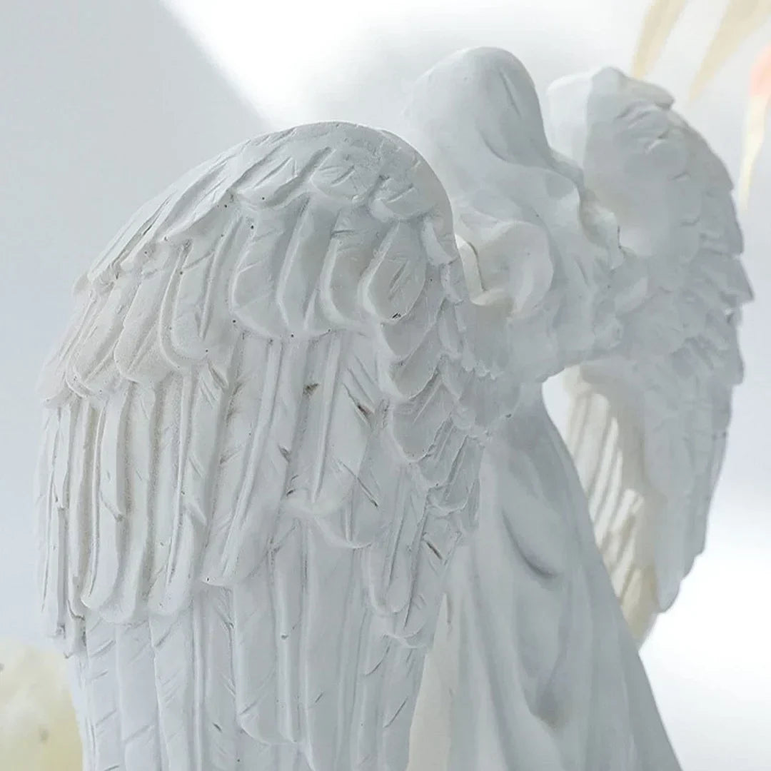 AngelAura Figurine d'Ange Élégante avec Bougeoir - Décoration Ambiance