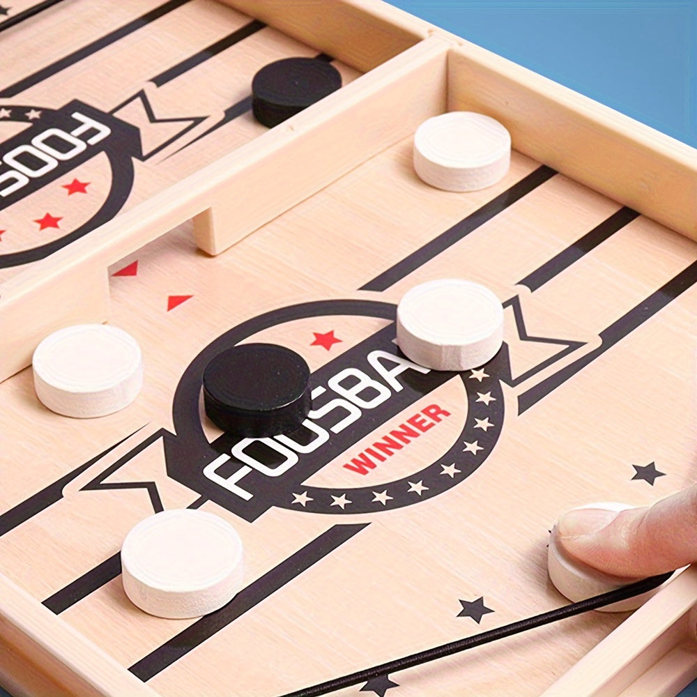 Jeu de table de hockey en bois avec lance-pierres