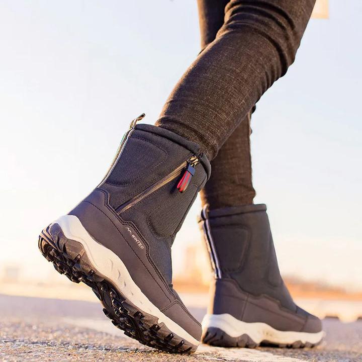 Carl - Bottes de neige en polaire anti-dérapantes avec zip sur le côté