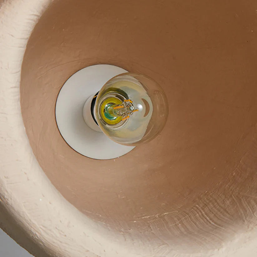 TerraGlow - Suspension beige texturée avec abat-jour cylindrique