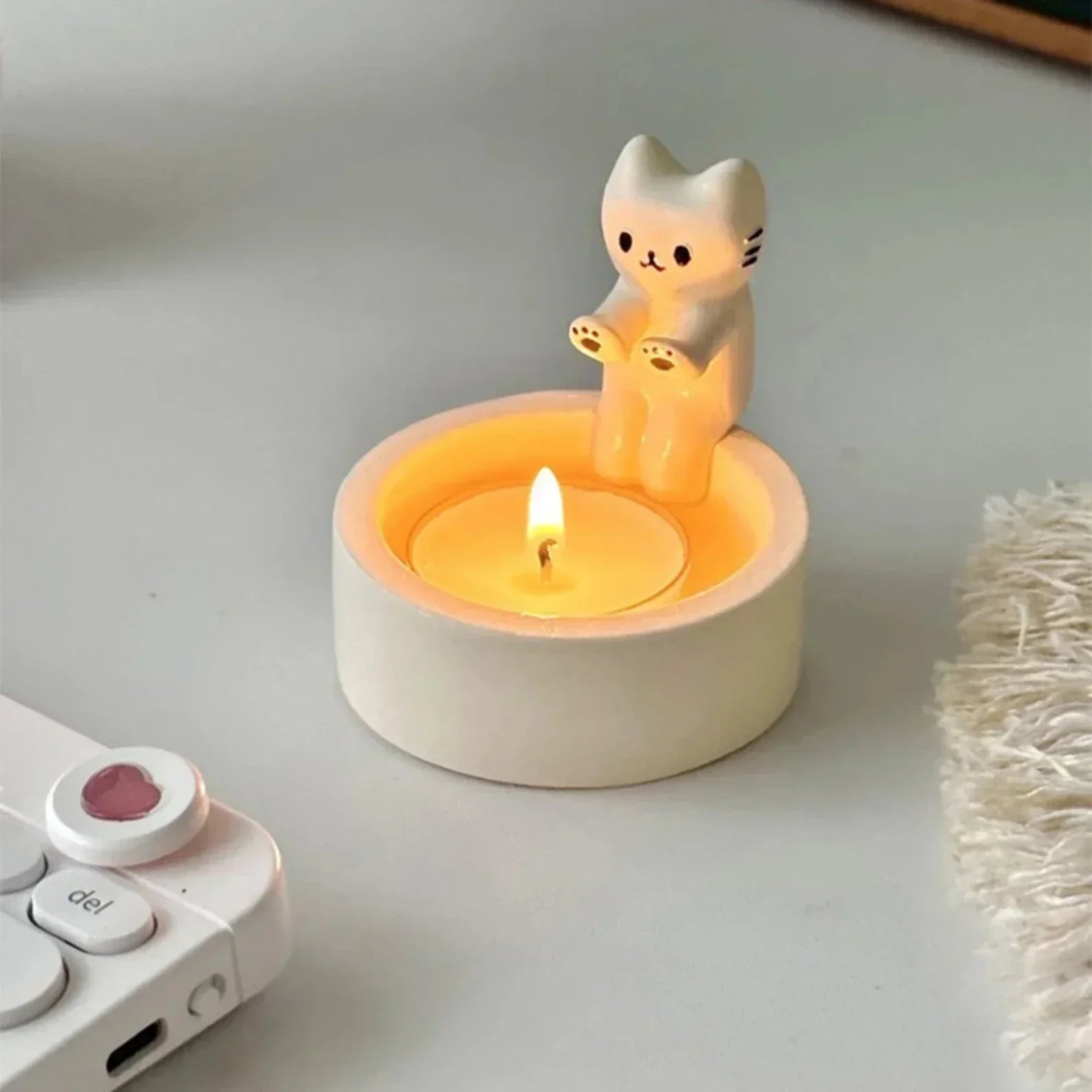 LumoPaws Bougeoir à Thé – Charmant Design de Chat pour Hygge et Ambiance